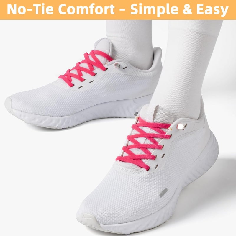 Stepace 2 Pairs Elastic No Tie Shoe Laces for Kids and Adults Sneakers, Stretch Flat Tieless Shoestrings - Image 2